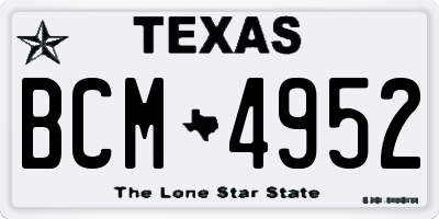 TX license plate BCM4952