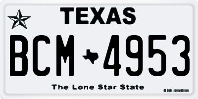 TX license plate BCM4953