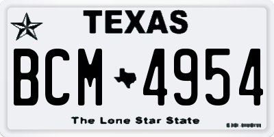 TX license plate BCM4954
