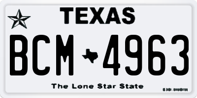 TX license plate BCM4963