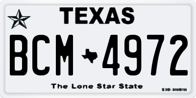 TX license plate BCM4972