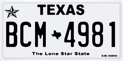 TX license plate BCM4981