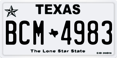 TX license plate BCM4983