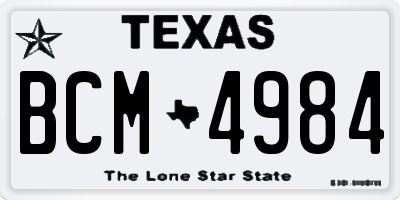 TX license plate BCM4984