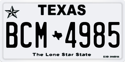 TX license plate BCM4985