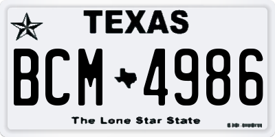 TX license plate BCM4986