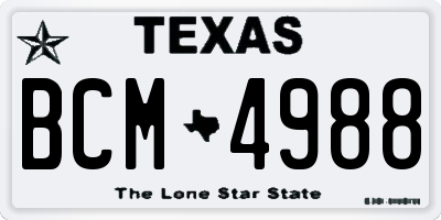 TX license plate BCM4988