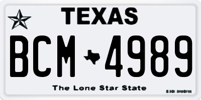 TX license plate BCM4989