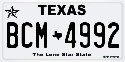 TX license plate BCM4992