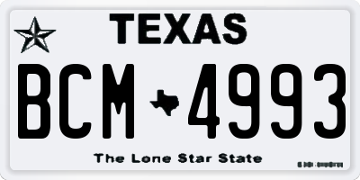 TX license plate BCM4993