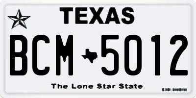 TX license plate BCM5012