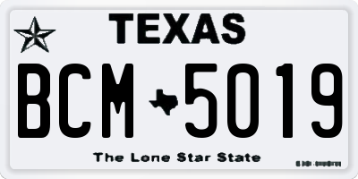 TX license plate BCM5019