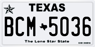 TX license plate BCM5036