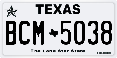 TX license plate BCM5038