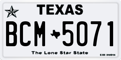 TX license plate BCM5071
