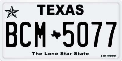 TX license plate BCM5077