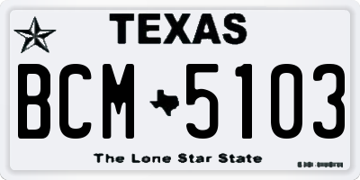 TX license plate BCM5103