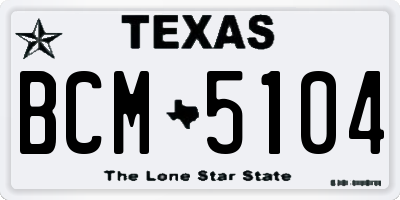 TX license plate BCM5104