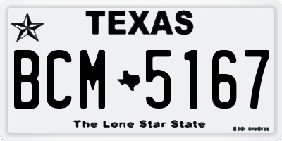 TX license plate BCM5167