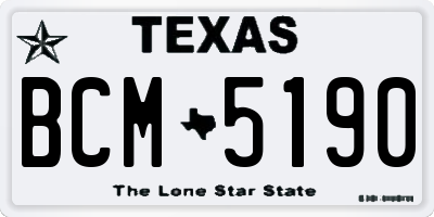 TX license plate BCM5190