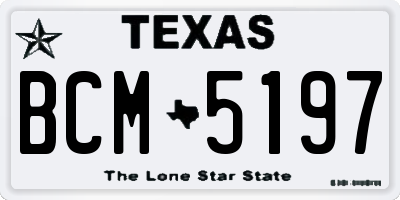 TX license plate BCM5197