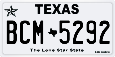 TX license plate BCM5292