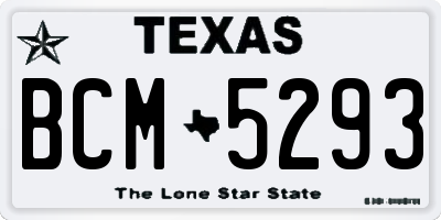 TX license plate BCM5293