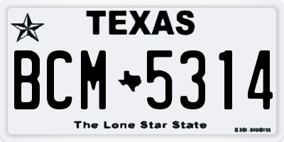 TX license plate BCM5314