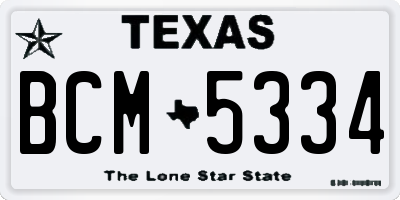 TX license plate BCM5334