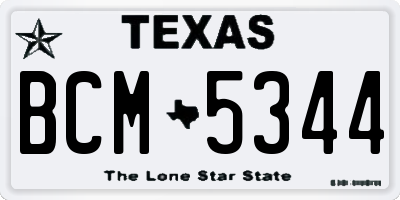 TX license plate BCM5344