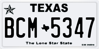 TX license plate BCM5347