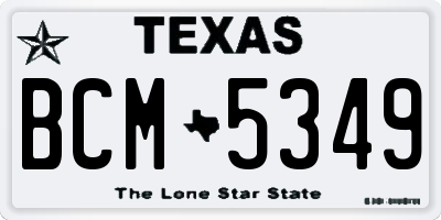 TX license plate BCM5349