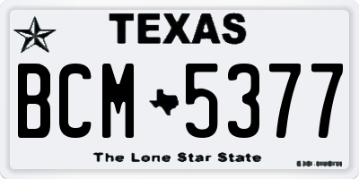 TX license plate BCM5377
