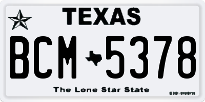 TX license plate BCM5378