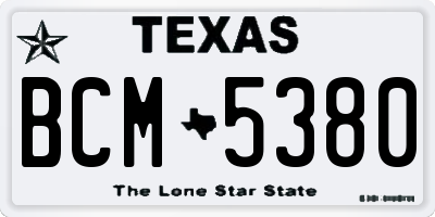 TX license plate BCM5380
