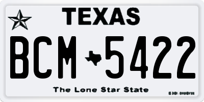 TX license plate BCM5422