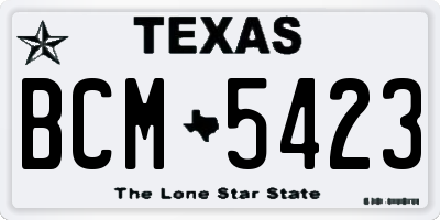 TX license plate BCM5423