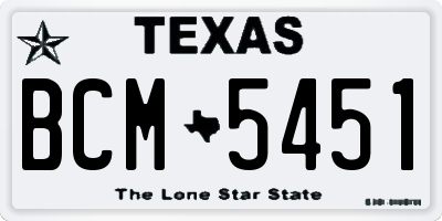 TX license plate BCM5451