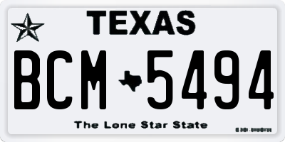 TX license plate BCM5494