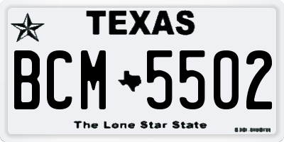 TX license plate BCM5502