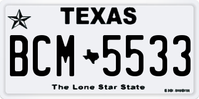 TX license plate BCM5533