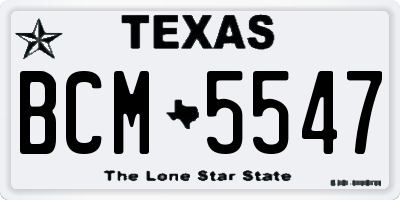 TX license plate BCM5547