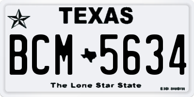 TX license plate BCM5634