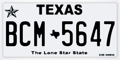 TX license plate BCM5647