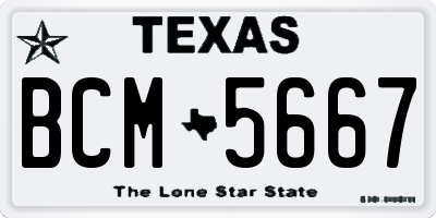 TX license plate BCM5667