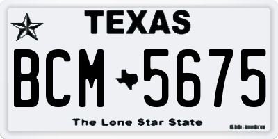 TX license plate BCM5675