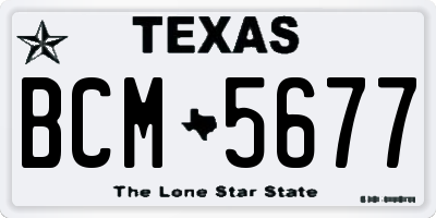TX license plate BCM5677