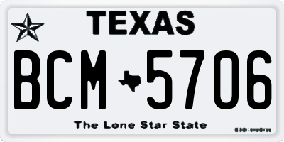 TX license plate BCM5706