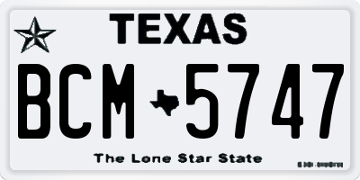 TX license plate BCM5747
