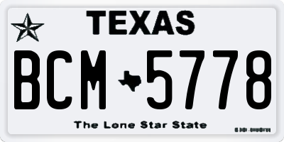 TX license plate BCM5778
